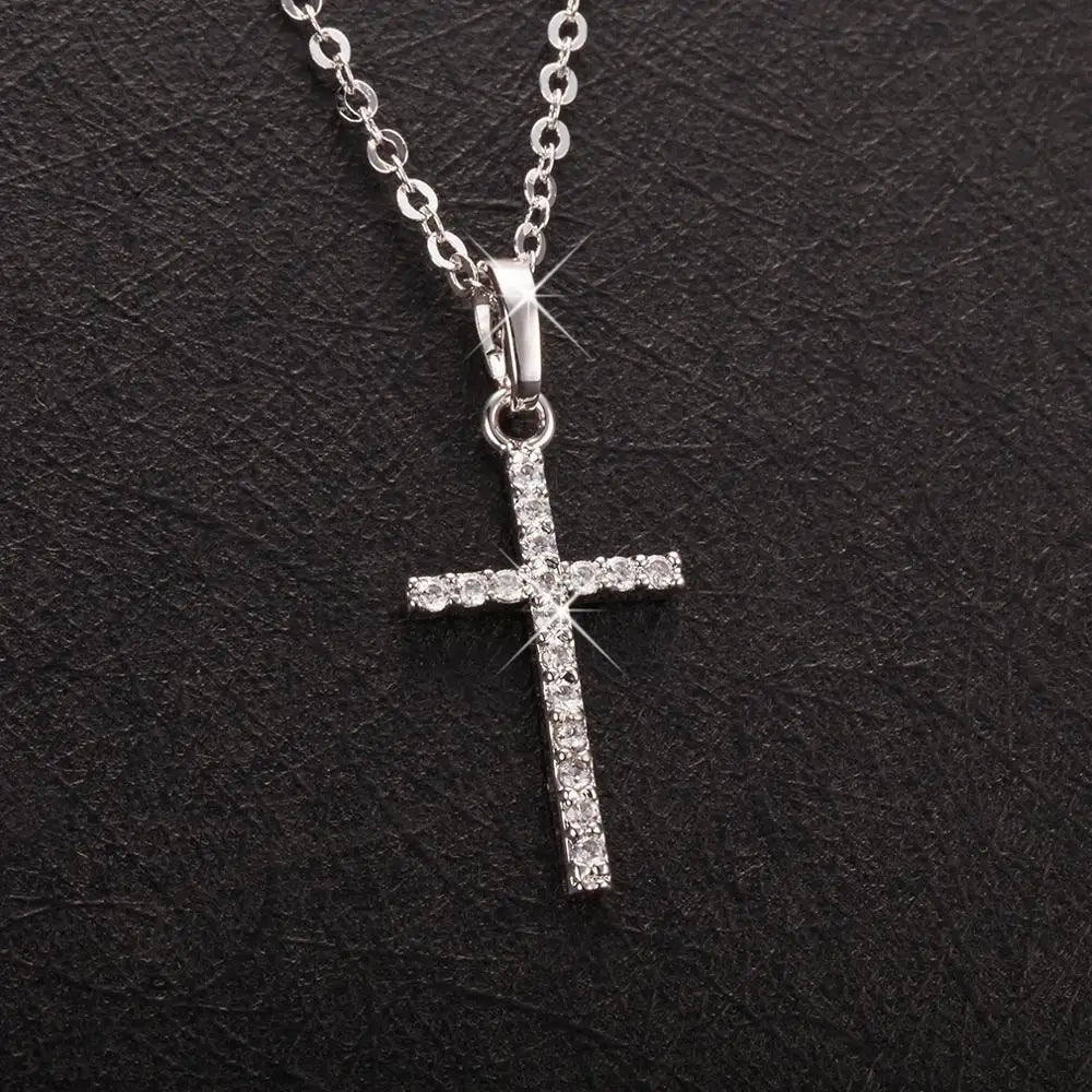 Fashion  Cross Pendants dropshipping Golden Silver  Color Crystal Jesus Cross Pendant Necklace Jewelry For Men/Women Wholesale