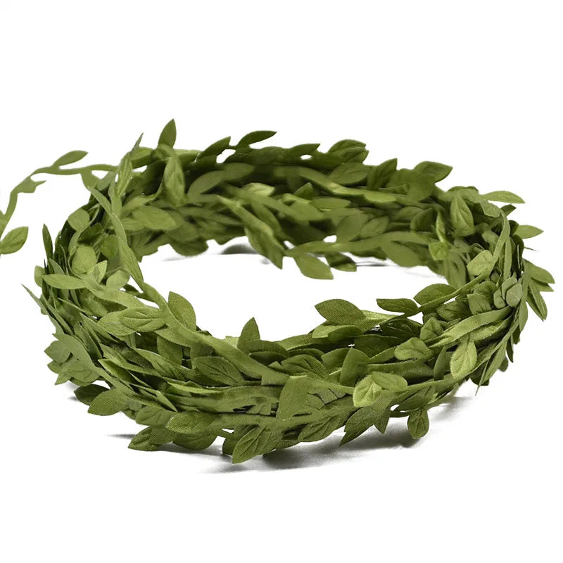 10 Meter Silk Leaf-Shaped Handmake Artificial green Leaves For Wedding Decoration DIY Wreath Gift Scrapbooking Craft Fake Flower