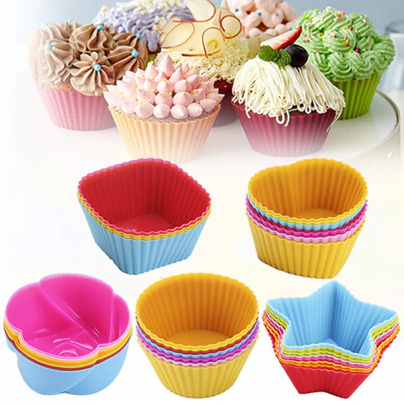 6/12PCS Silicone muffin mold Round muffin cup Heart cake baking mold Kitchen Cooking supplies Cake decorating tools