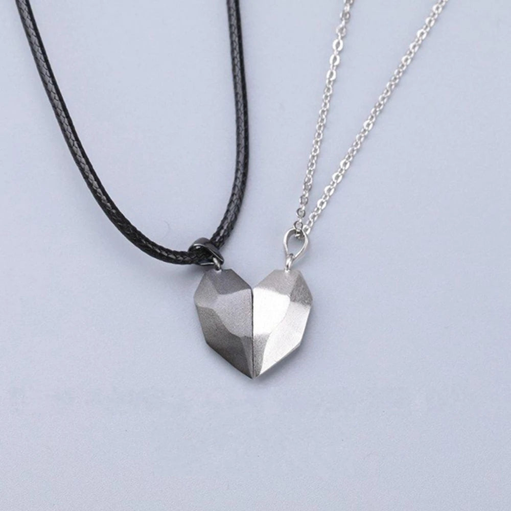 Good Simple Quality Couple Pendant Necklace Electrocardiogram,Magnetic Heart,Pendant Splicing Necklace Valentine's Day Gift