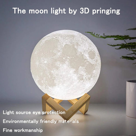 T20 LED Night Light 3D Print Moon Lamp Rechargeable Color Change 3D Light Touch Moon Lamp Children's Lights Night Lamp for Home