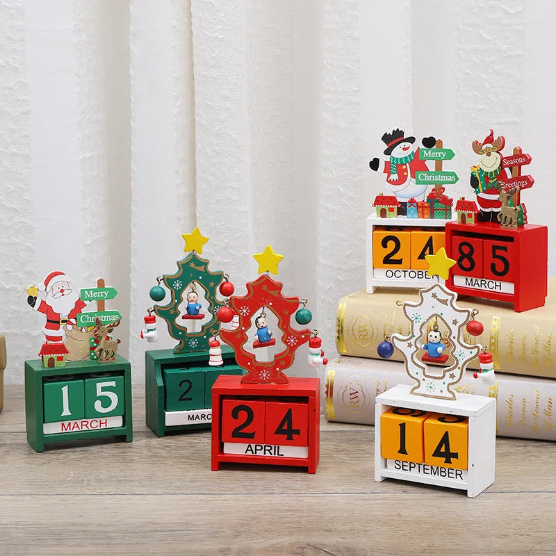 Desktop Christmas Tree Santa DIY Decoration Wooden Christmas Calendar Christmas Decoration New Year Party Gift