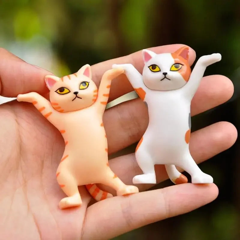 Kawaii Cats Pen Holder Funny Cat Doll Ornaments Plastic Crafts Earphone Support For Room Office Desk Home Decoration Accessories