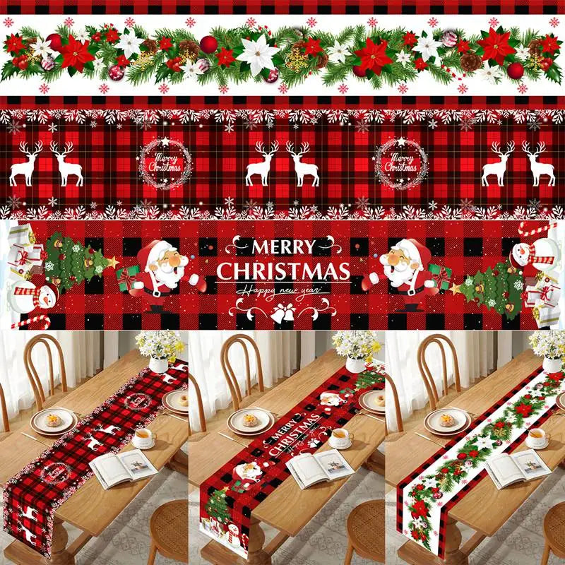 Christmas Tablerunner Merry Christmas Decoration For Home Tablecloth Kitchen Xmas 2023 Navidad Kerst Natal Happy New Year 2024