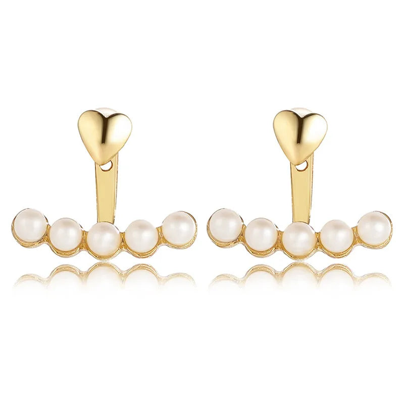 WUKALO 2024 New Elegant Gold Color Heart Pearl Stud Earrings Korean Fashion Jewelry For Woman Girls Accessories Wholesale