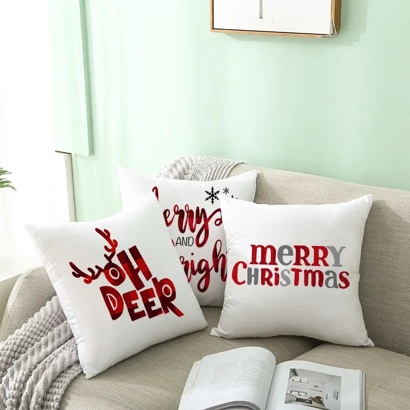 45cm Christmas Cushion Cover Pillowcase 2024 Christmas Decorations for Home Ornament Xmas New Year Christmas Decor Noel