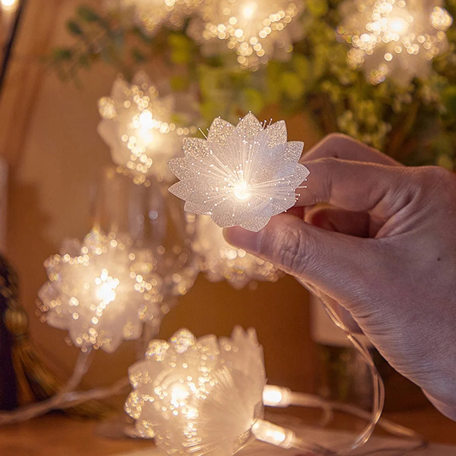 2/3M LED Fiber Optic Fairy Light Battery-operated Garland Christmas Decoration Party New Year's Decor Artificial Flowers Festoon