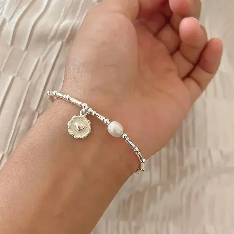 925 Sterling Silver Bracelet Partial Pearls Knots Bracelet for Women New Simple Fashion Bead Jewelry Charm Bracelet BirthdayGift