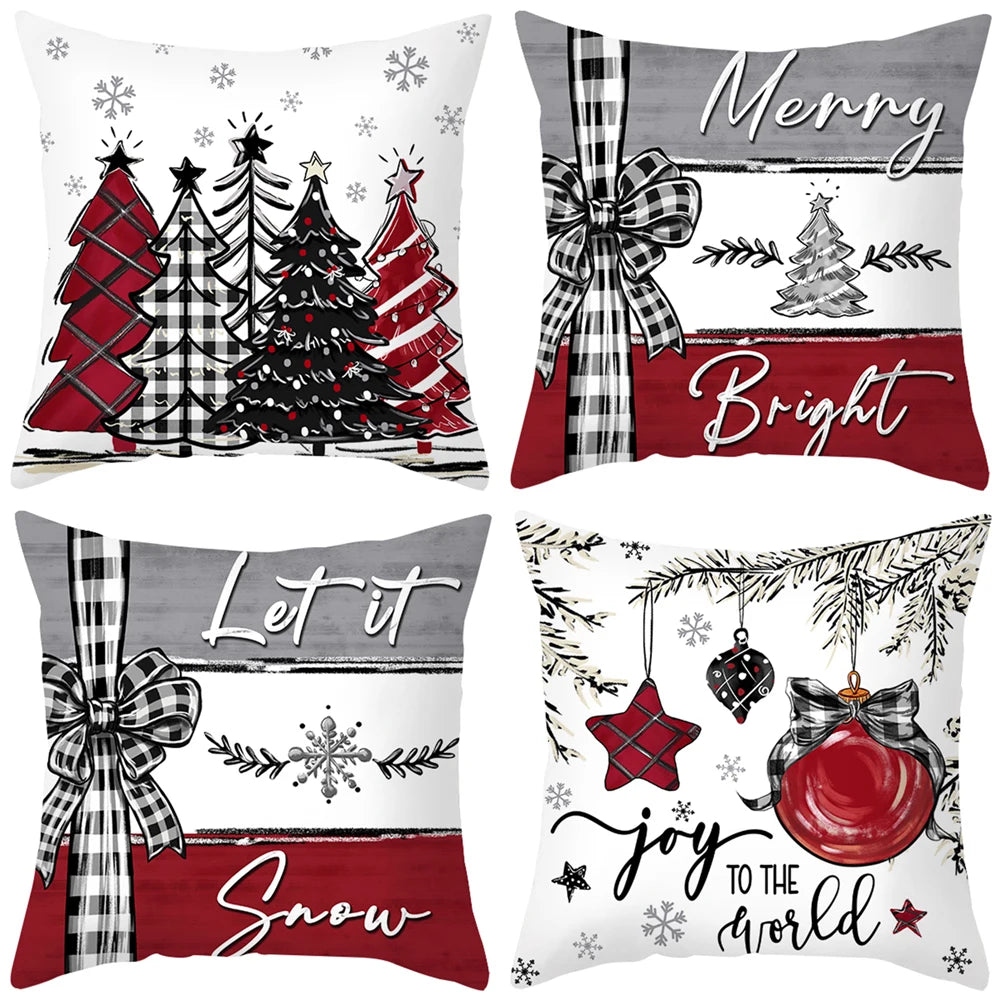 45cm Christmas Cushion Cover Pillowcase 2024 Christmas Decorations for Home Ornament Xmas New Year Christmas Decor Noel