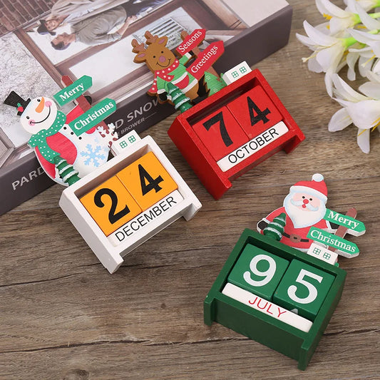 Desktop Christmas Tree Santa DIY Decoration Wooden Christmas Calendar Christmas Decoration New Year Party Gift