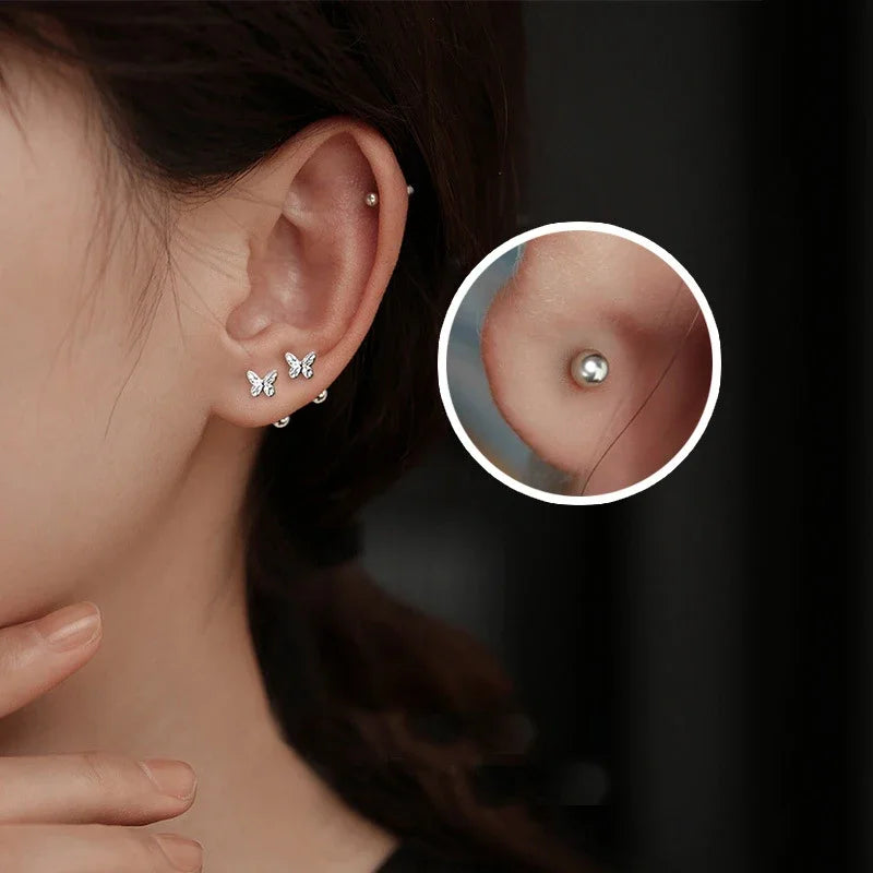 New Fashion Cute Butterfly Stud Earrings For Women Female Silver Color Ear Girls Elegant Jewelry Accessories Gifts