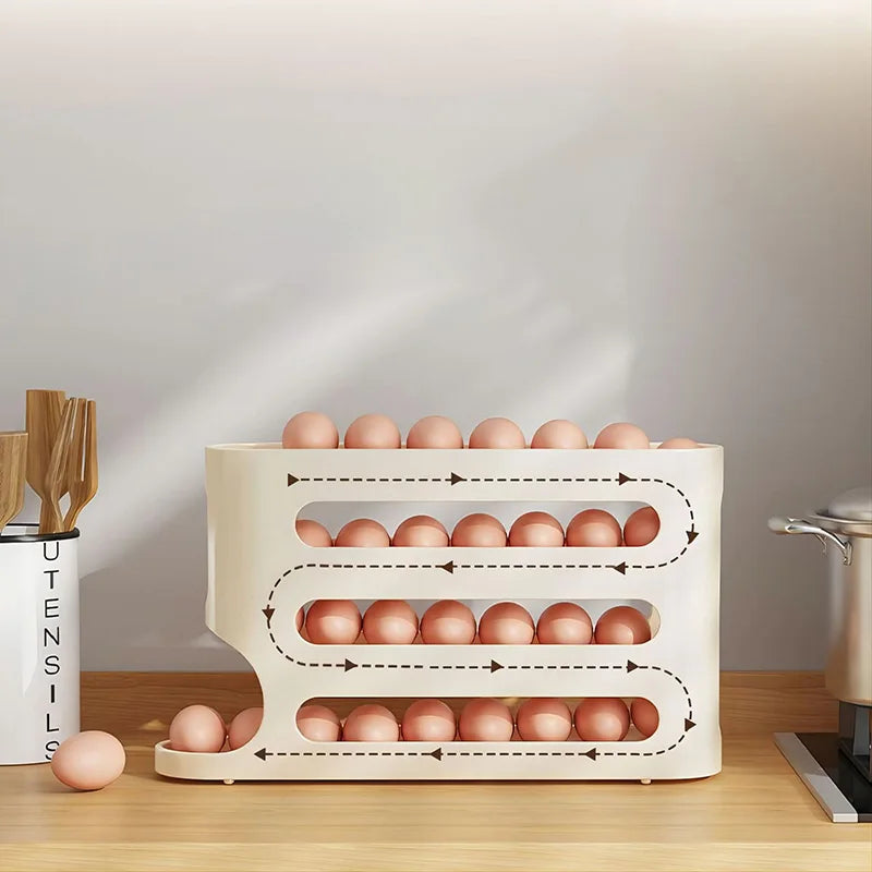 4 Layers Automatic Rolling Holder Rack Fridge Eggs Storage Box Container Kitchen Refrigerator Egg Dispenser Fridge Egg Organizer