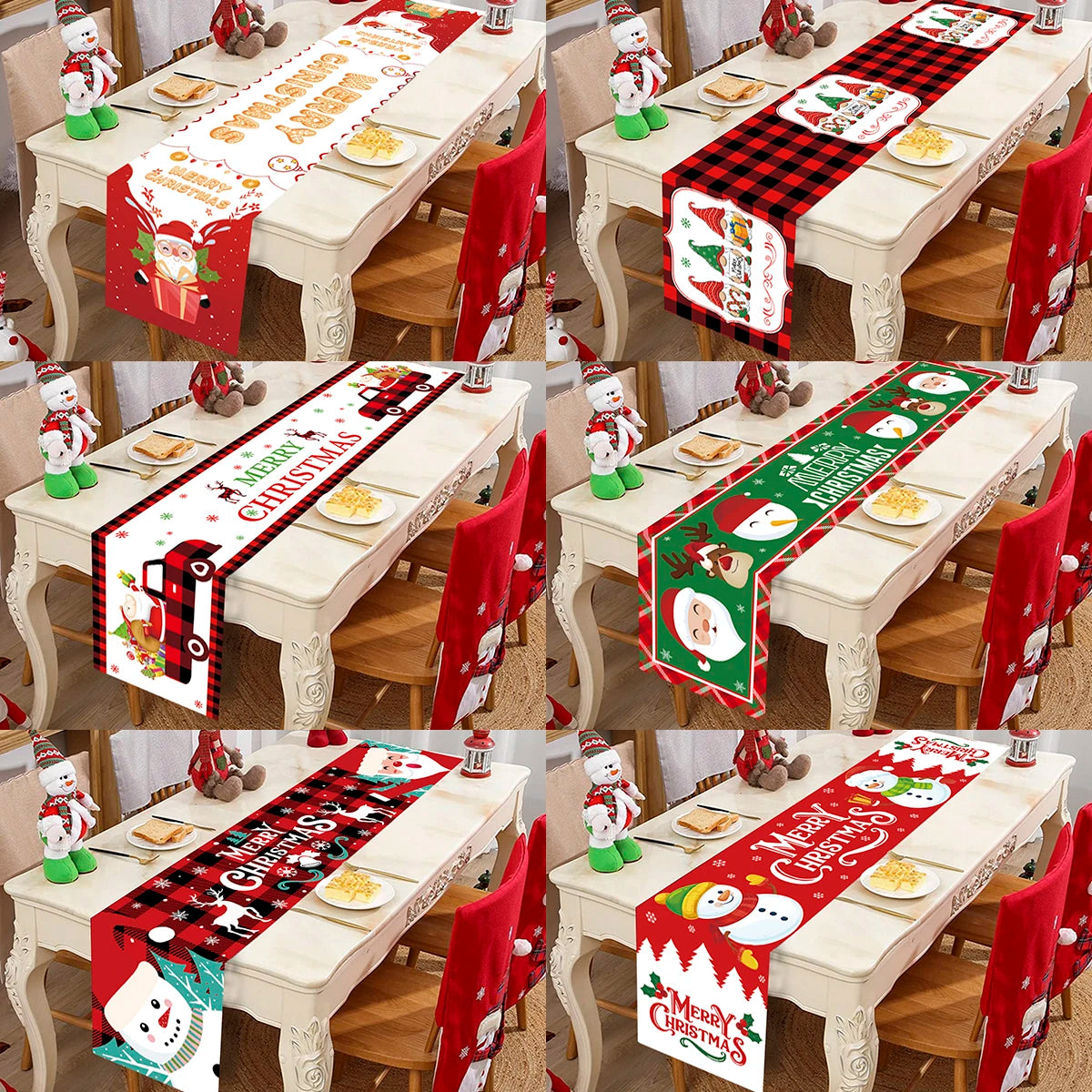 Christmas Tablerunner Merry Christmas Decoration For Home Tablecloth Kitchen Xmas 2023 Navidad Kerst Natal Happy New Year 2024