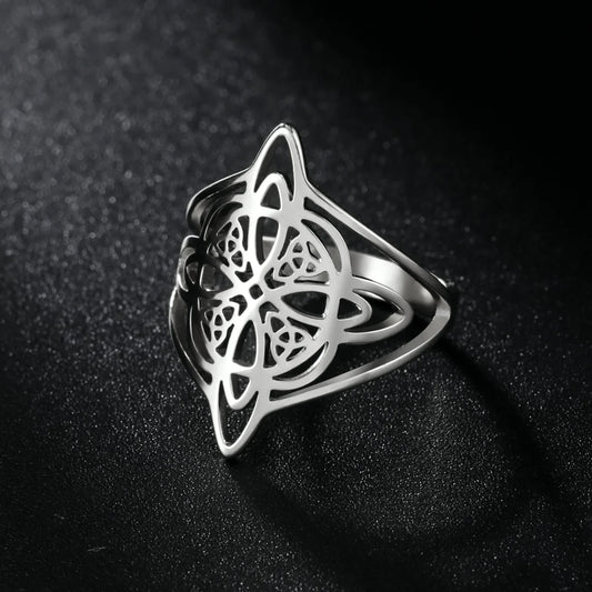 Skyrim Witchcraft Witch Knot Ring Stainless Steel Finger Rings Wicca Triquetra Celtics Knot Amulet Protection Jewelry Women Men