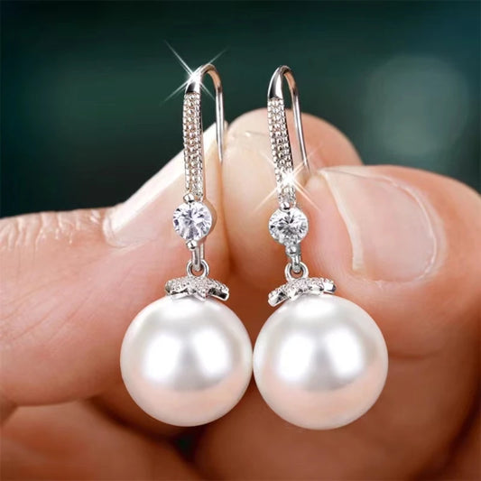 925 silver trend  pearl long earrings Wedding pendant earrings Fashion Korean jewelry earrings For women.panrty gift