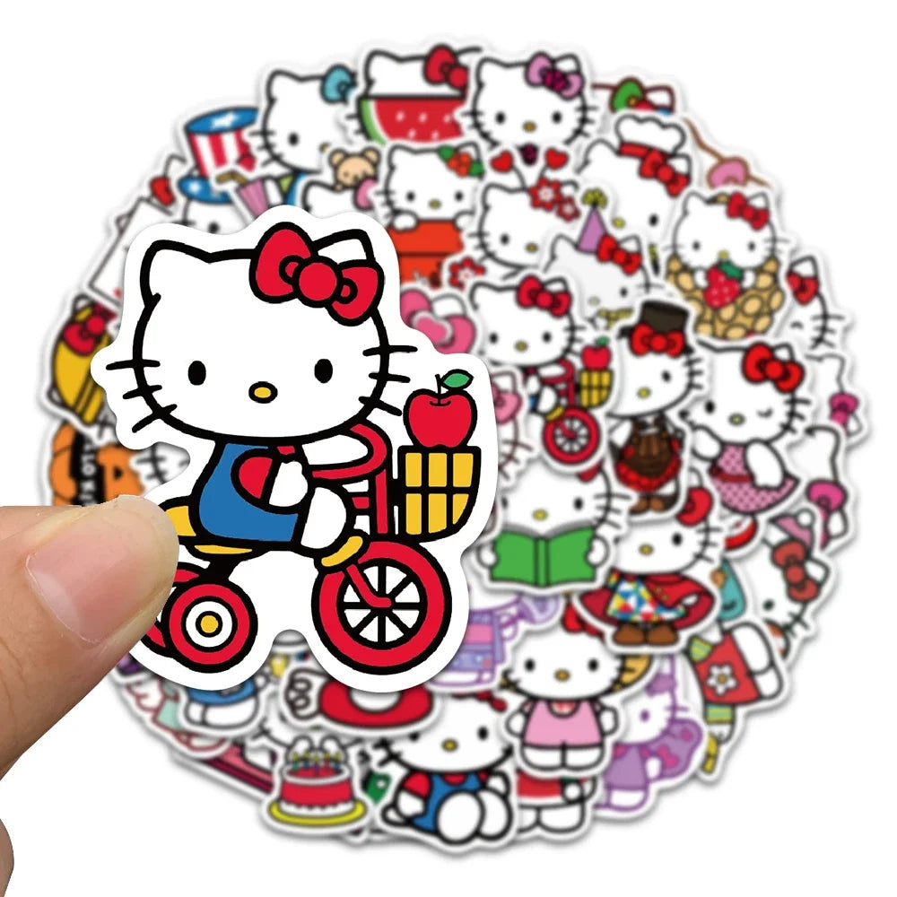 Kawaii Hello Kitty My Melody Kuromi Stickers for Kids Girls DIY Laptop Phone Diary Cute Cartoon Sanrio Sticker Decals Toy