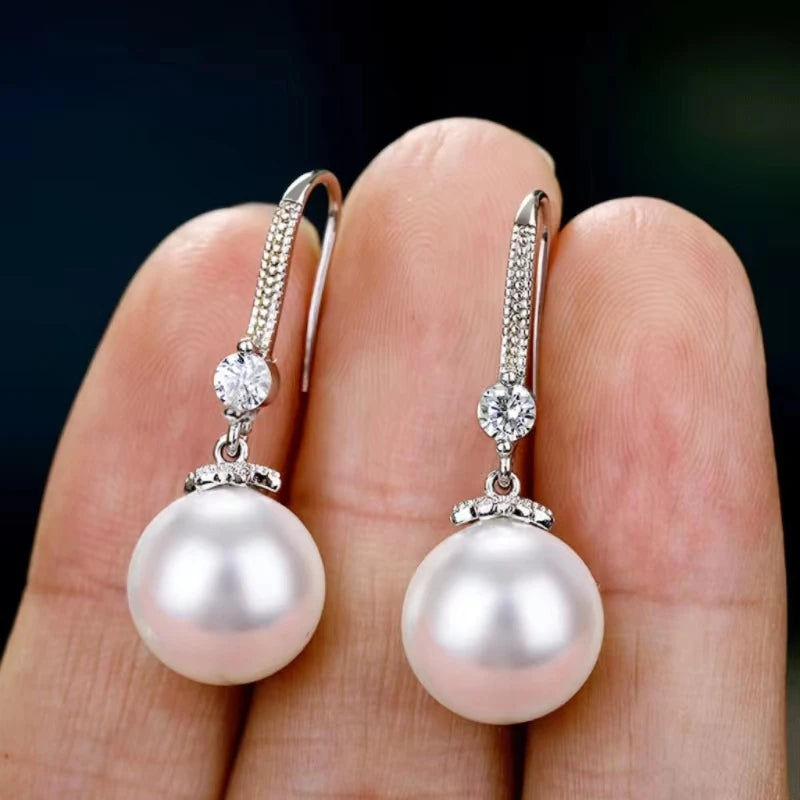 925 silver trend  pearl long earrings Wedding pendant earrings Fashion Korean jewelry earrings For women.panrty gift