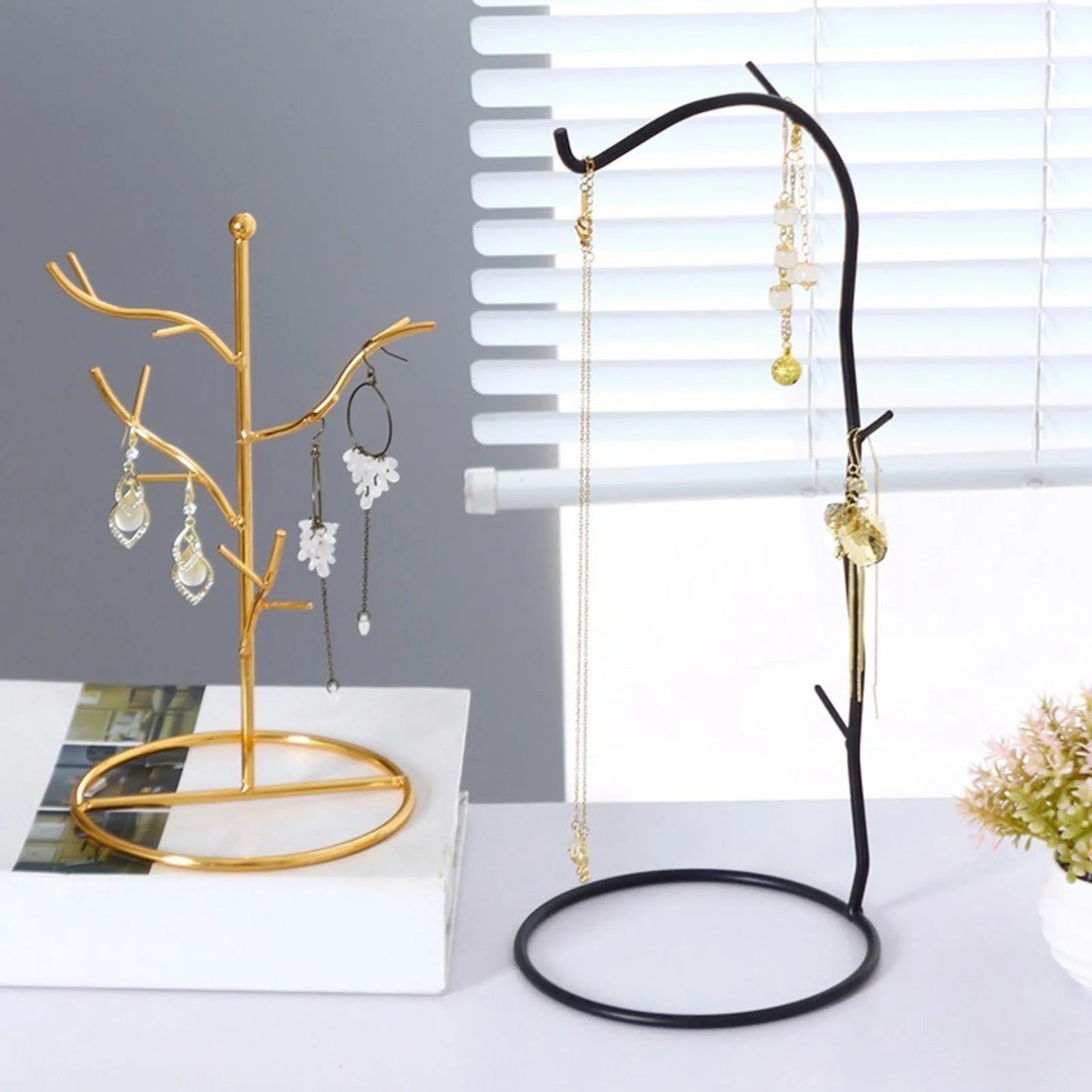 Jewelry Stand Rack Jewelry Holder Stores Display Earring Necklace Holder Jewelry Shelf Tabletop Jewelry Organizer for Dresser