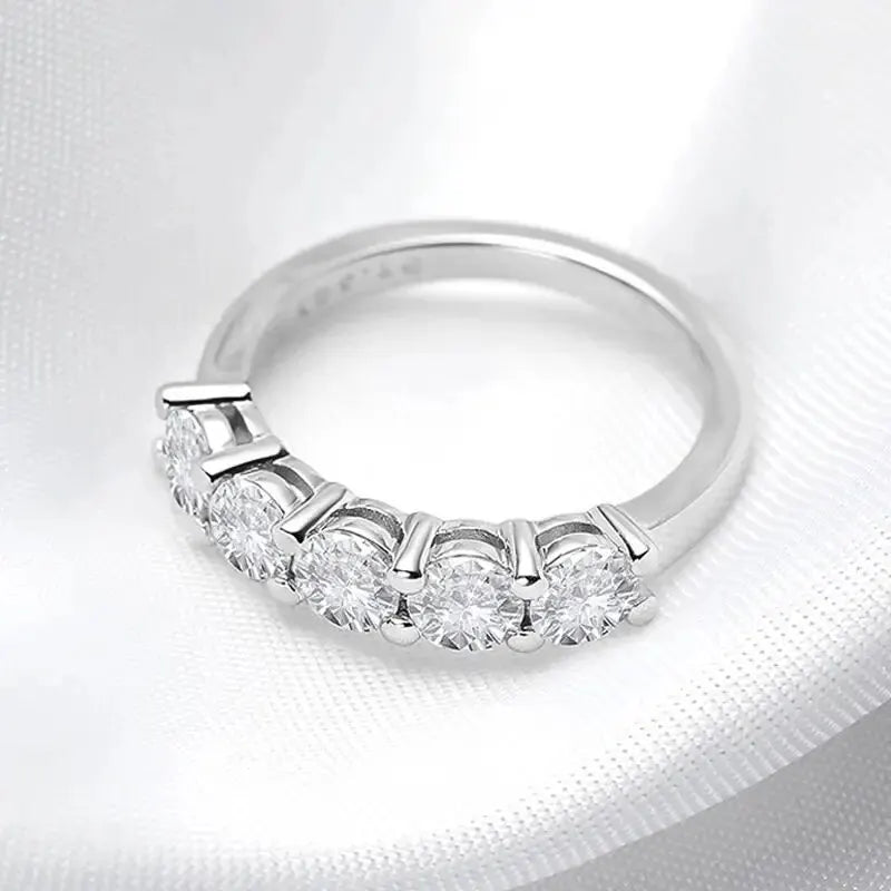 White Gold D Color 4mm Moissanite Ring for Women 1.5CT Stone Match Diamond Wedding Band Bride S925 Sterling Silver GRA