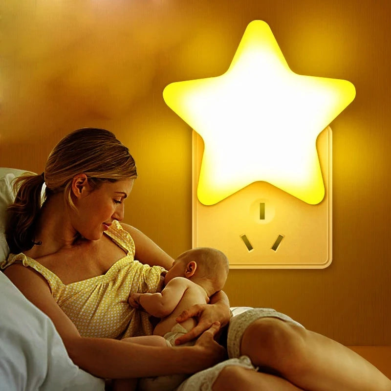 LED Night Lights EU/US Plug Star Night Lamp Light Sensor Light Home Decoration Bedroom Baby Room Living Room Corridor Wedding