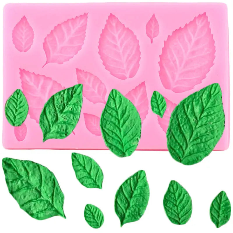 3D Mini Rose Flower Leafs Silicone Mold Wedding Fondant Chocolate Sugarcraft Cake Decor Baking Tools Confectionery Resin Moulds