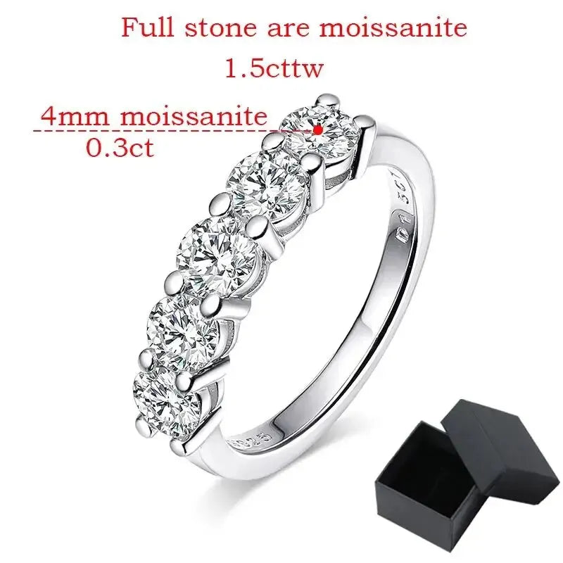 White Gold D Color 4mm Moissanite Ring for Women 1.5CT Stone Match Diamond Wedding Band Bride S925 Sterling Silver GRA