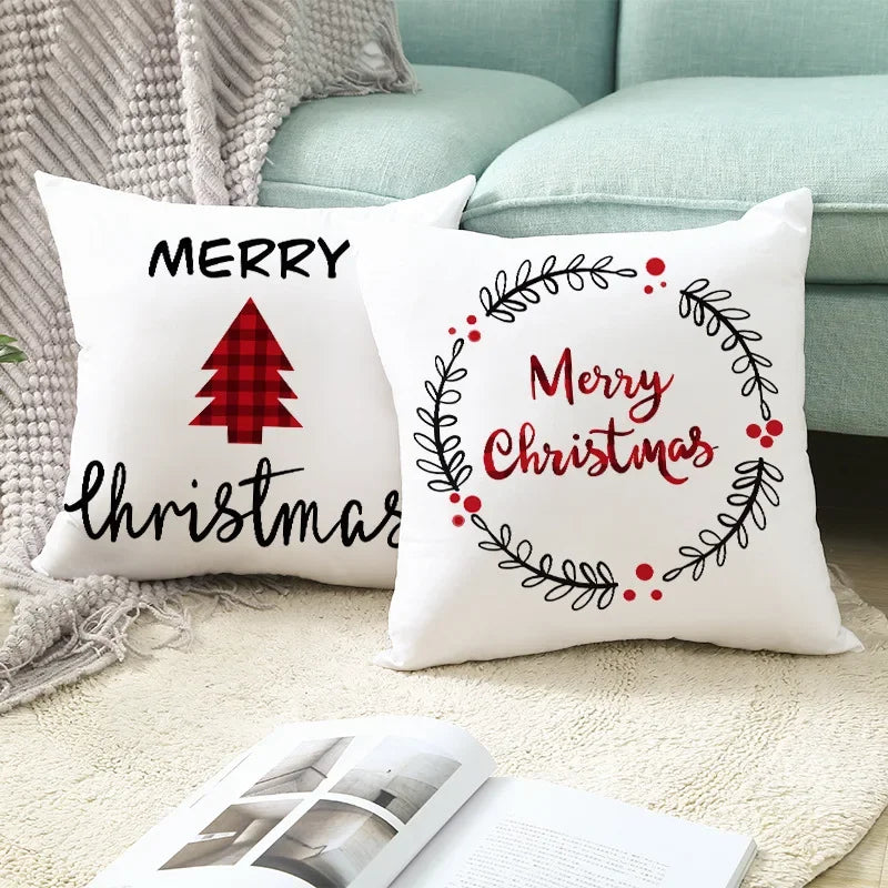 45cm Christmas Cushion Cover Pillowcase 2024 Christmas Decorations for Home Ornament Xmas New Year Christmas Decor Noel