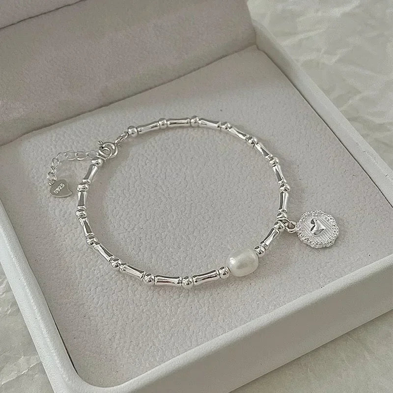 925 Sterling Silver Bracelet Partial Pearls Knots Bracelet for Women New Simple Fashion Bead Jewelry Charm Bracelet BirthdayGift