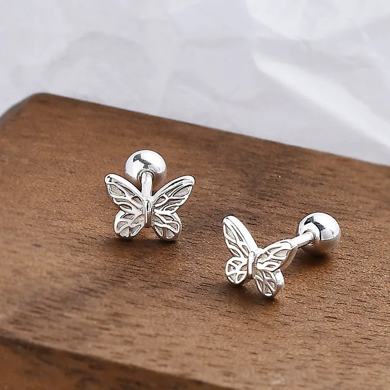 New Fashion Cute Butterfly Stud Earrings For Women Female Silver Color Ear Girls Elegant Jewelry Accessories Gifts