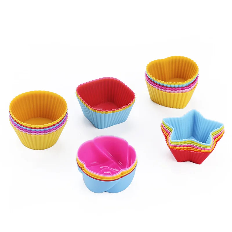 6/12PCS Silicone muffin mold Round muffin cup Heart cake baking mold Kitchen Cooking supplies Cake decorating tools