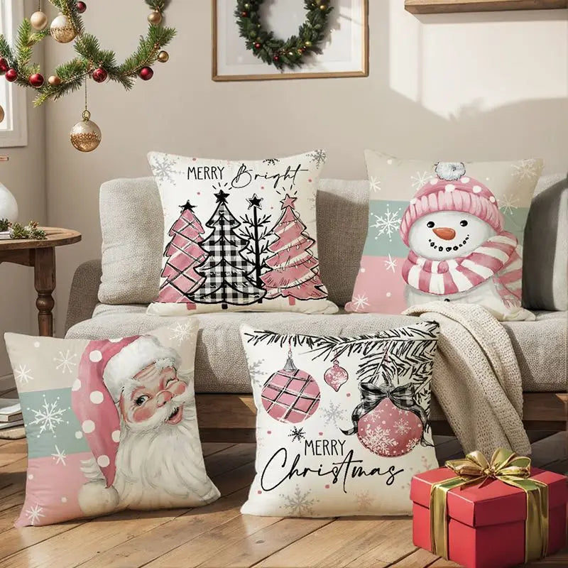 45cm Christmas Cushion Cover Pillowcase 2024 Christmas Decorations for Home Ornament Xmas New Year Christmas Decor Noel