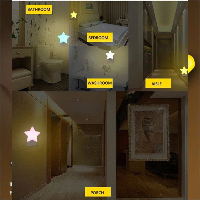 LED Night Lights EU/US Plug Star Night Lamp Light Sensor Light Home Decoration Bedroom Baby Room Living Room Corridor Wedding