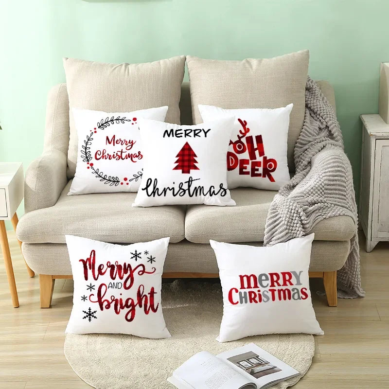 45cm Christmas Cushion Cover Pillowcase 2024 Christmas Decorations for Home Ornament Xmas New Year Christmas Decor Noel