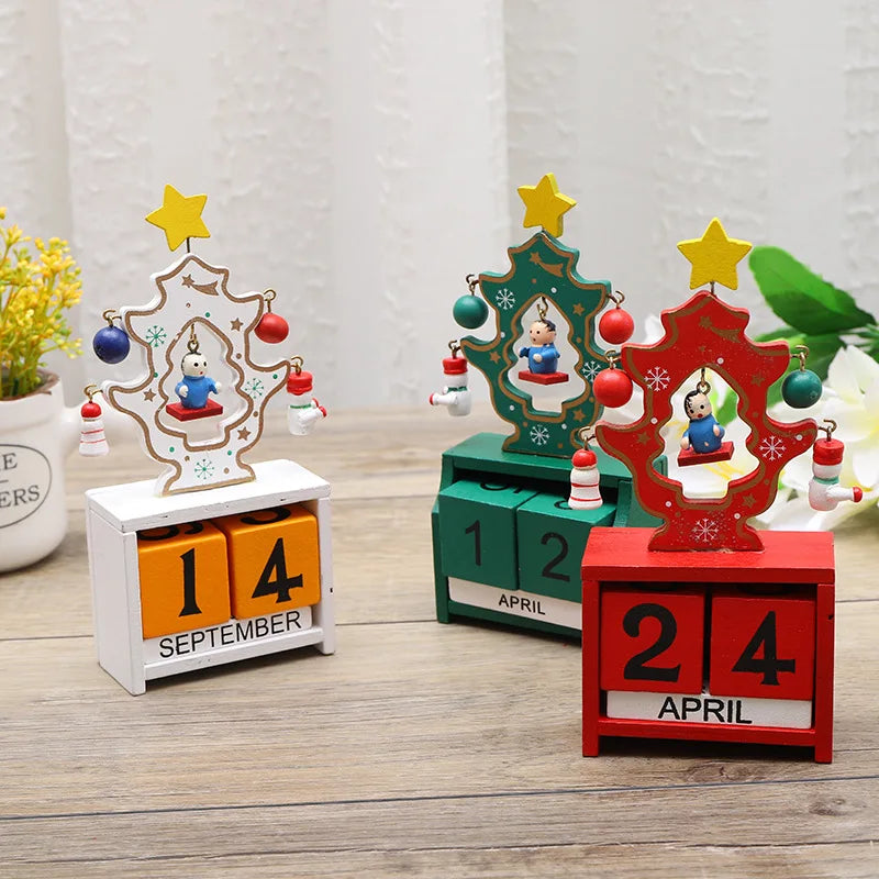 Desktop Christmas Tree Santa DIY Decoration Wooden Christmas Calendar Christmas Decoration New Year Party Gift