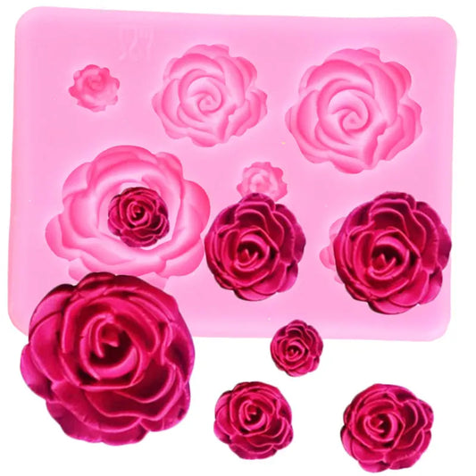 3D Mini Rose Flower Leafs Silicone Mold Wedding Fondant Chocolate Sugarcraft Cake Decor Baking Tools Confectionery Resin Moulds